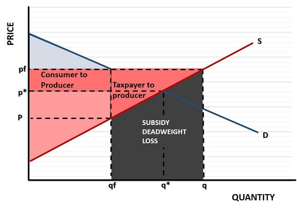 Subsidy Deadweight Loss Graph